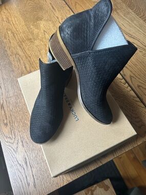 Lucky Brand Black Perforated Ankle Boots